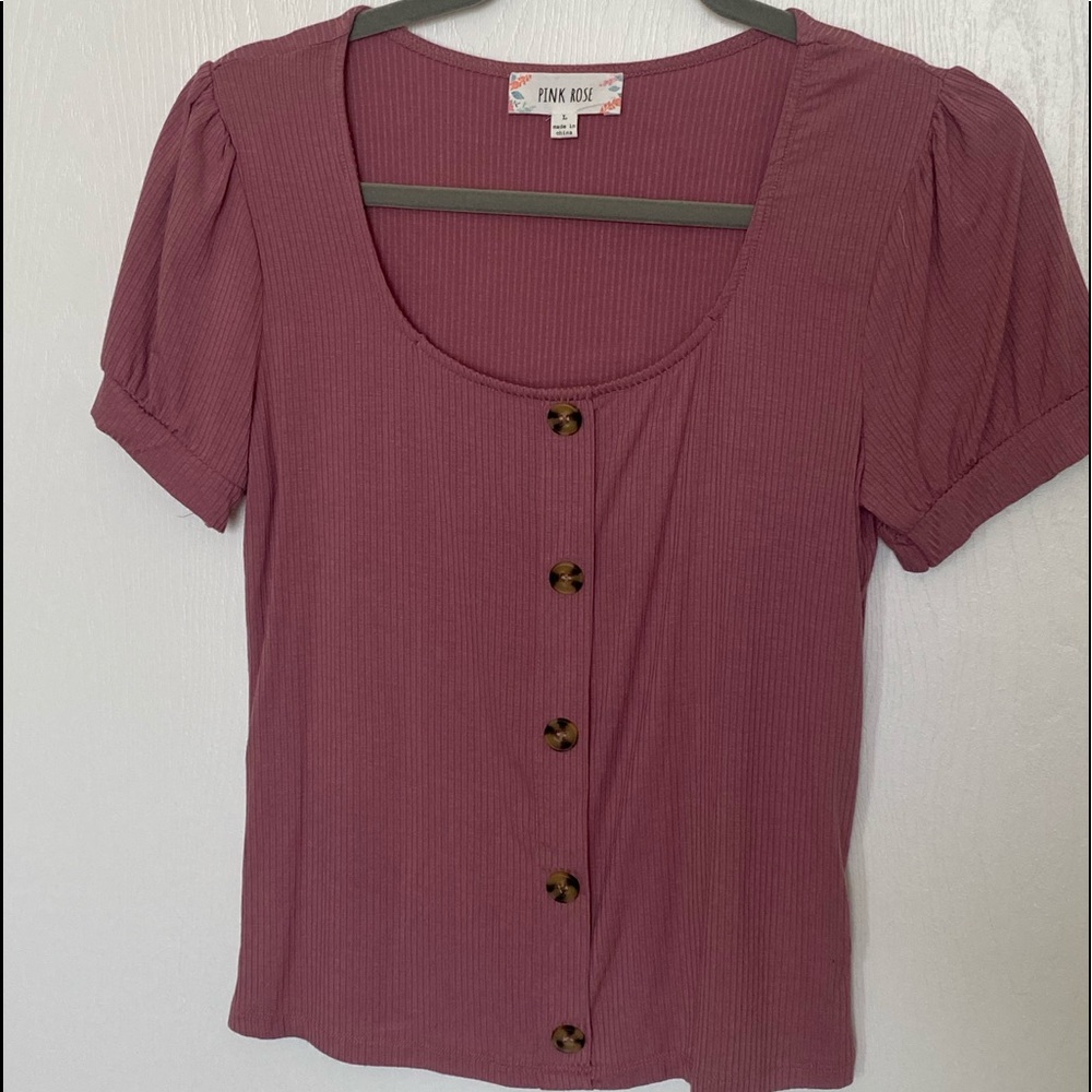 NWOT L Pink Rose crop top NEVER WORN